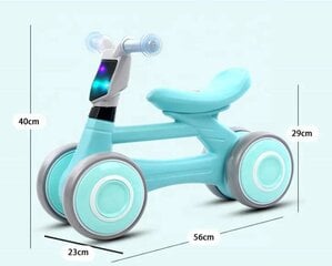 Балансировочный велосипед Aoli со световыми и звуковыми эффектами, зеленый цена и информация | Балансировочные велосипеды | pigu.lt
