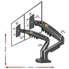 NB G35 22"-32" (VESA max 100*100mm, max 2*15 kg) цена и информация | Кронштейны для монитора | pigu.lt