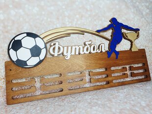 Деревянный держатель для медалей Футбол, коричневый цена и информация | Полки для книг и игрушек | pigu.lt