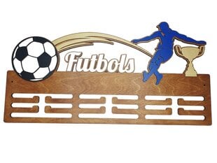 Деревянный держатель для медалей с декором и надписью Futbols, коричневый цена и информация | Детские полки | pigu.lt