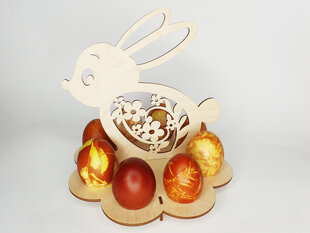 Деревянная подставка для яиц с цветочным декором “Пасхальный кролик” цена и информация | Праздничные декорации | pigu.lt