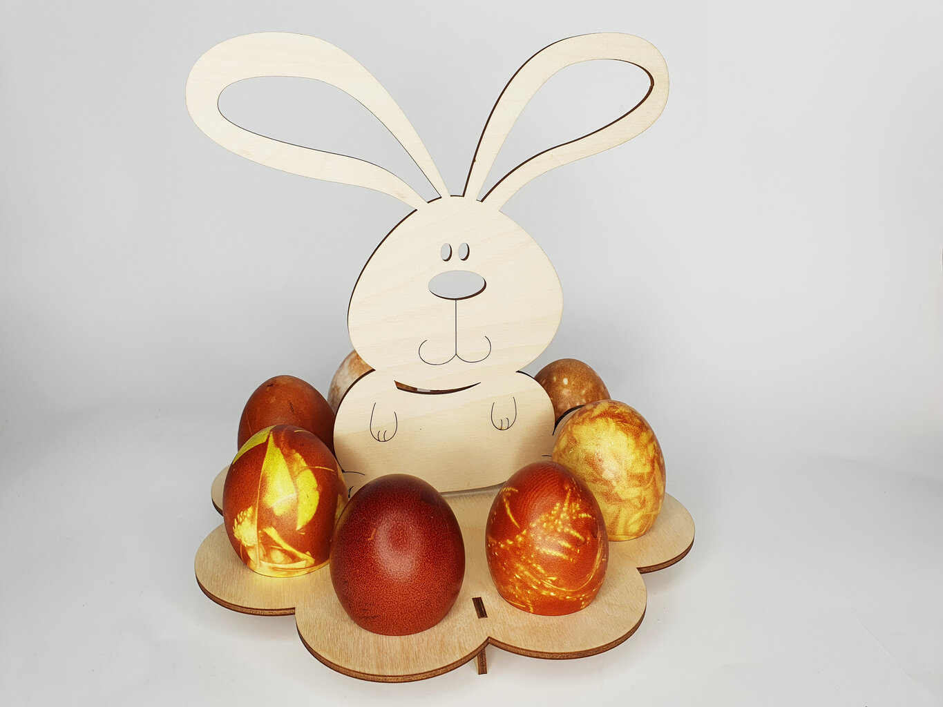 Medinis kiaušinių stovas Velykų zuikis, 20 cm kaina ir informacija | Dekoracijos šventėms | pigu.lt