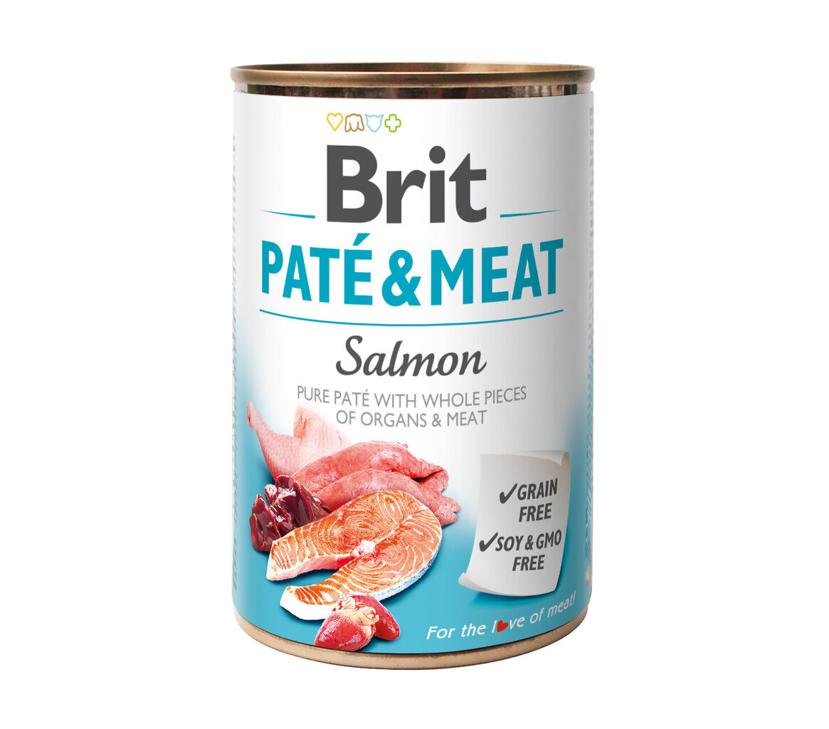 Brit Paté & Meat su lašiša, 400g kaina ir informacija | Konservai šunims | pigu.lt