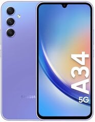 Samsung Galaxy A34 5G 6/128GB SM-A346BLVAEUB Light Violet цена и информация | Мобильные телефоны | pigu.lt