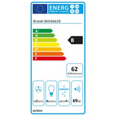 Традиционная вытяжка Brandt BHV6661B 525 M3/H Чёрный (60 cm) цена и информация | Вытяжки на кухню | pigu.lt