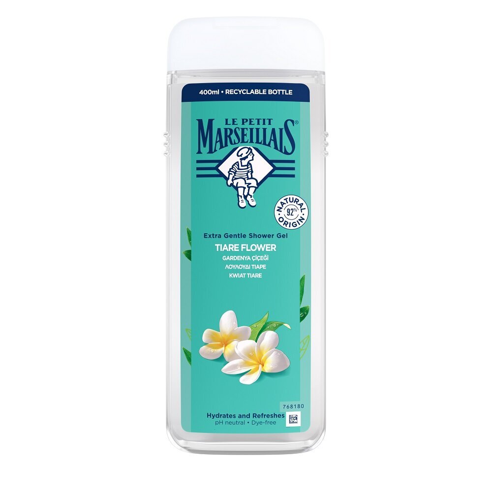 Dušo želė Le Petit Marseillais Extra Gentle Shower Cream Tiare Flower, 400 ml kaina ir informacija | Dušo želė, aliejai | pigu.lt