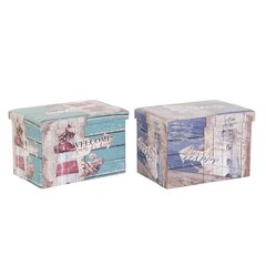 Универсальная коробка DKD Home Decor 59 x 40 x 40 cm Полиуретан Разноцветный Картон Средиземноморье (2 штук) цена и информация | Тумба с ящиками Versa | pigu.lt