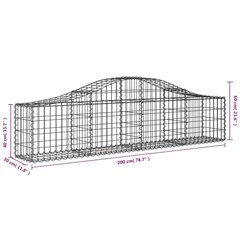 Išlenkti gabiono krepšiai vidaXL 200x30x40/60cm kaina ir informacija | Tvoros ir jų priedai | pigu.lt