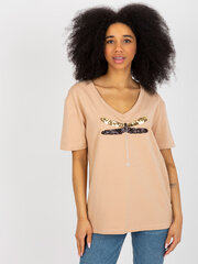 женская футболка 202631 04, пудра 202631*04-XL цена и информация | Женские футболки | pigu.lt
