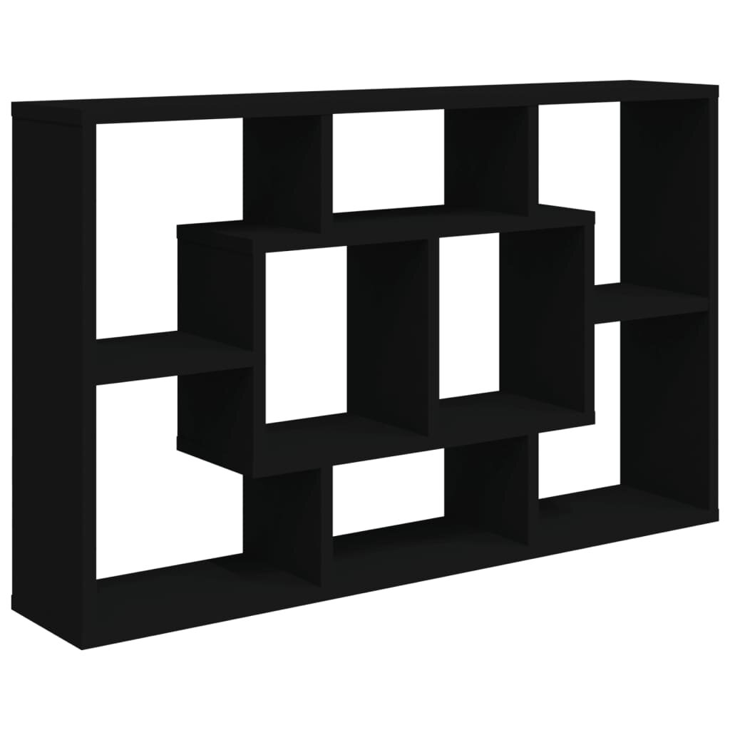 vidaXL Sieninė lentyna, juodos spalvos, 85x16x52,5cm, apdirbta mediena kaina ir informacija | Lentynos | pigu.lt