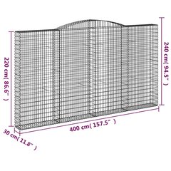 Gabiono krepšiai vidaXL 400x30x220/240 cm kaina ir informacija | Tvoros ir jų priedai | pigu.lt