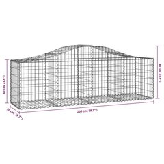 Išlenkti gabiono krepšiai vidaXL 200x50x60/80cm kaina ir informacija | Tvoros ir jų priedai | pigu.lt