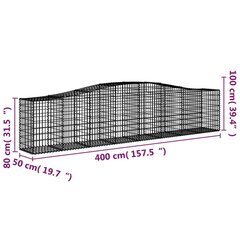 Išlenkti gabiono krepšiai vidaXL 400x50x80/100cm kaina ir informacija | Tvoros ir jų priedai | pigu.lt