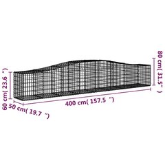 Išlenkti gabiono krepšiai vidaXL 400x50x60/80cm kaina ir informacija | Tvoros ir jų priedai | pigu.lt