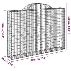 Gabiono krepšiai vidaXL 200x30x160 cm, 10 vnt. kaina ir informacija | Tvoros ir jų priedai | pigu.lt