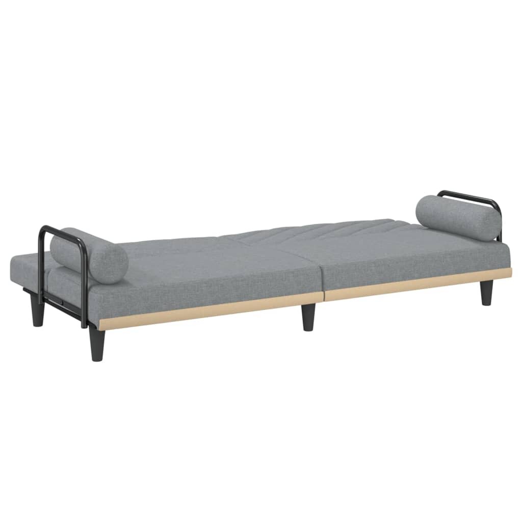 vidaXL Sofa-lova su porankiais, šviesiai pilkos spalvos, audinys kaina ir informacija | Sofos | pigu.lt