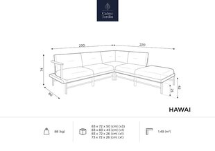 Kampinė lauko sofa Calme Jardin Hawai, pilka kaina ir informacija | Lauko kėdės, foteliai, pufai | pigu.lt