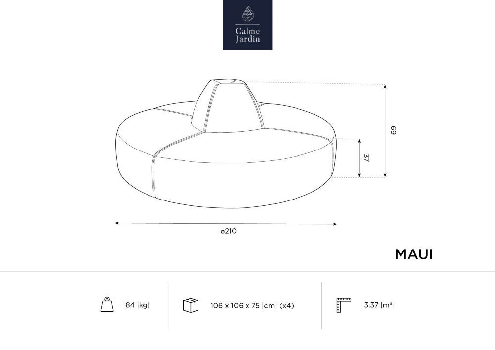 Apvali lauko sofa Calme Jardin Maui, smėlio spalvos kaina ir informacija | Lauko kėdės, foteliai, pufai | pigu.lt