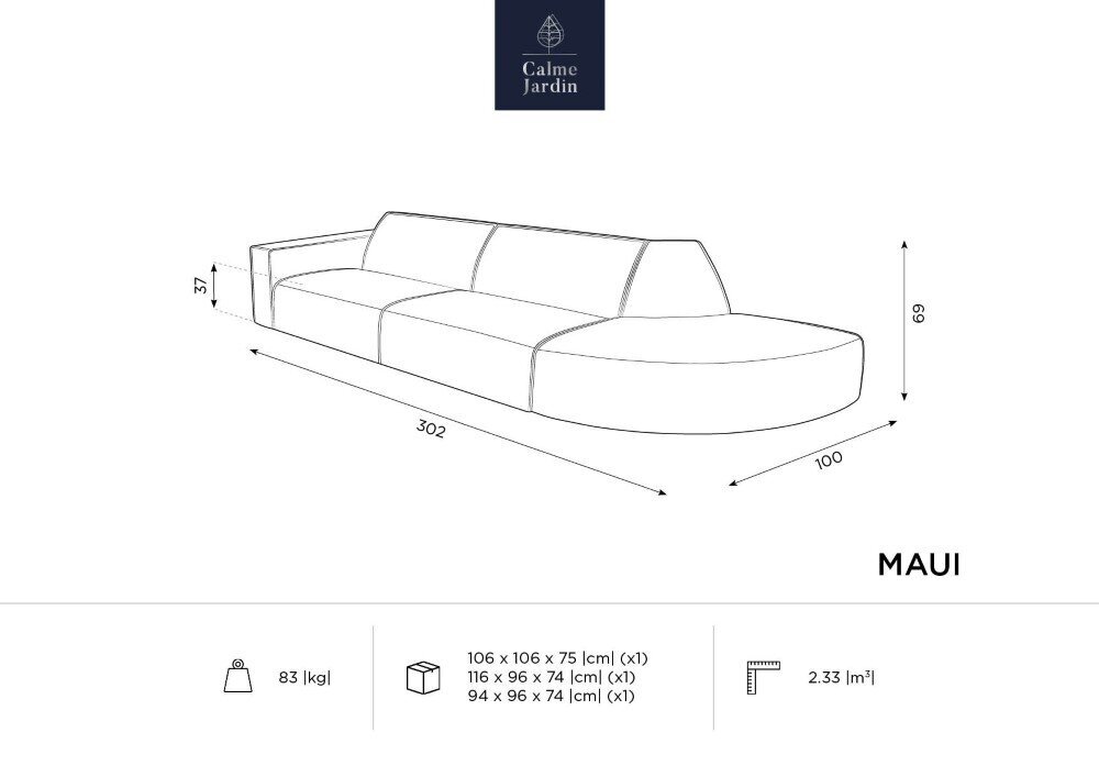 Lauko sofa Calme Jardin Maui, smėlio spalvos kaina ir informacija | Lauko kėdės, foteliai, pufai | pigu.lt