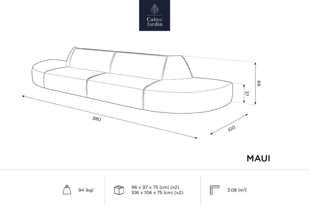 Lauko sofa Calme Jardin Maui, pilka kaina ir informacija | Lauko kėdės, foteliai, pufai | pigu.lt