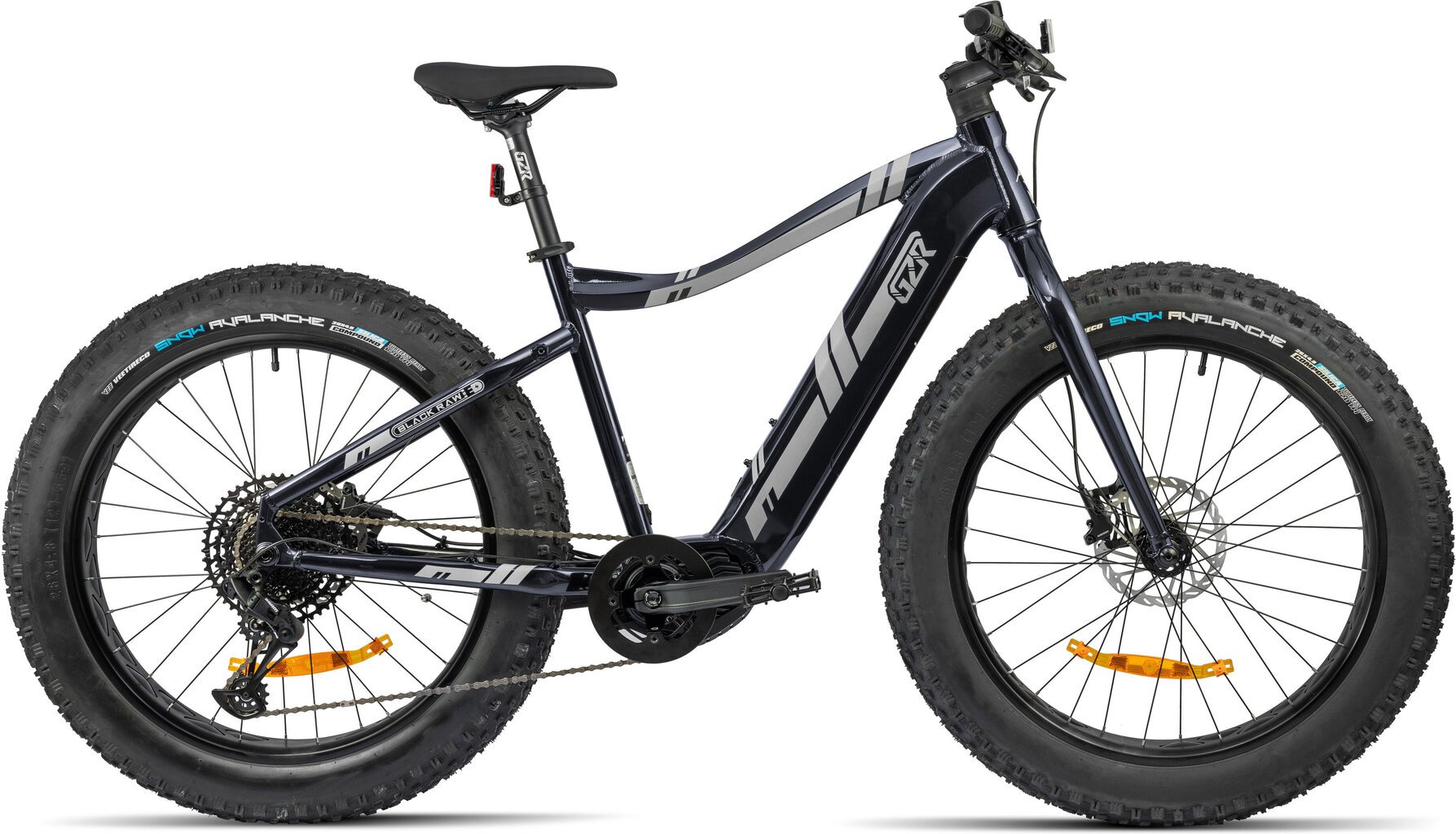 Elektrinis dviratis GZR Black Raw 2023 26" Electric Fatbike 17", juodas kaina ir informacija | Elektriniai dviračiai | pigu.lt