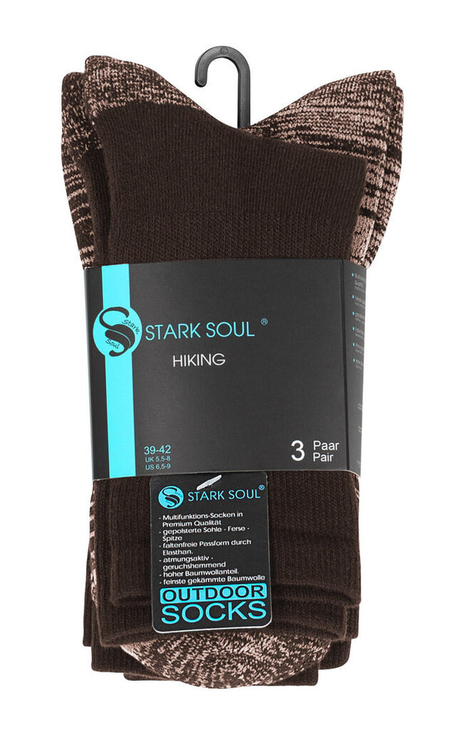 Unisex žygio kojinės su šukuotine medvilne Stark Soul 2103, rudos, 3 poros kaina ir informacija | Vyriškos kojinės | pigu.lt