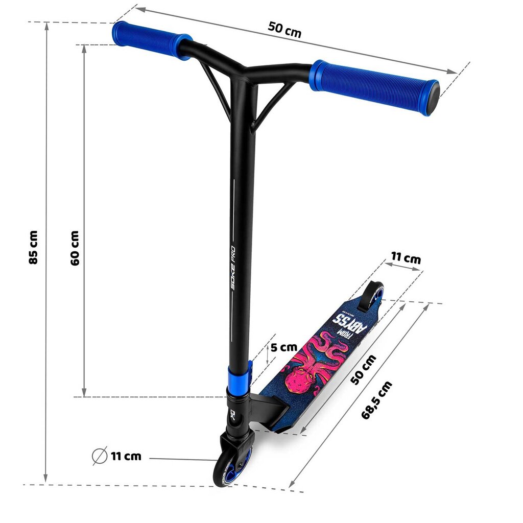 Paspirtukas Soke Pro Abyss 1520-801215, mėlynas цена и информация | Paspirtukai | pigu.lt