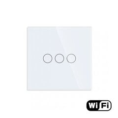 WiFi трехполюсный сенсорный переключатель, белый 600 Вт; цена и информация | Выключатели, розетки | pigu.lt