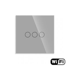 WiFi трехполюсный сенсорный переключатель, серый 600 Вт; цена и информация | Выключатели, розетки | pigu.lt