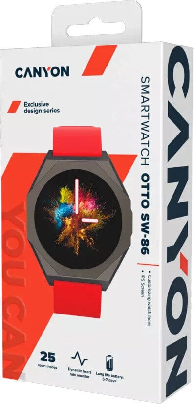 Canyon Otto SW-86 Red цена и информация | Išmanieji laikrodžiai (smartwatch) | pigu.lt