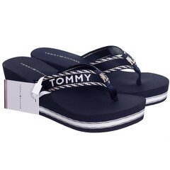 Tommy Hilfigier šlepetės moterims Webbing wedge sandal, mėlynos kaina ir informacija | Šlepetės moterims | pigu.lt