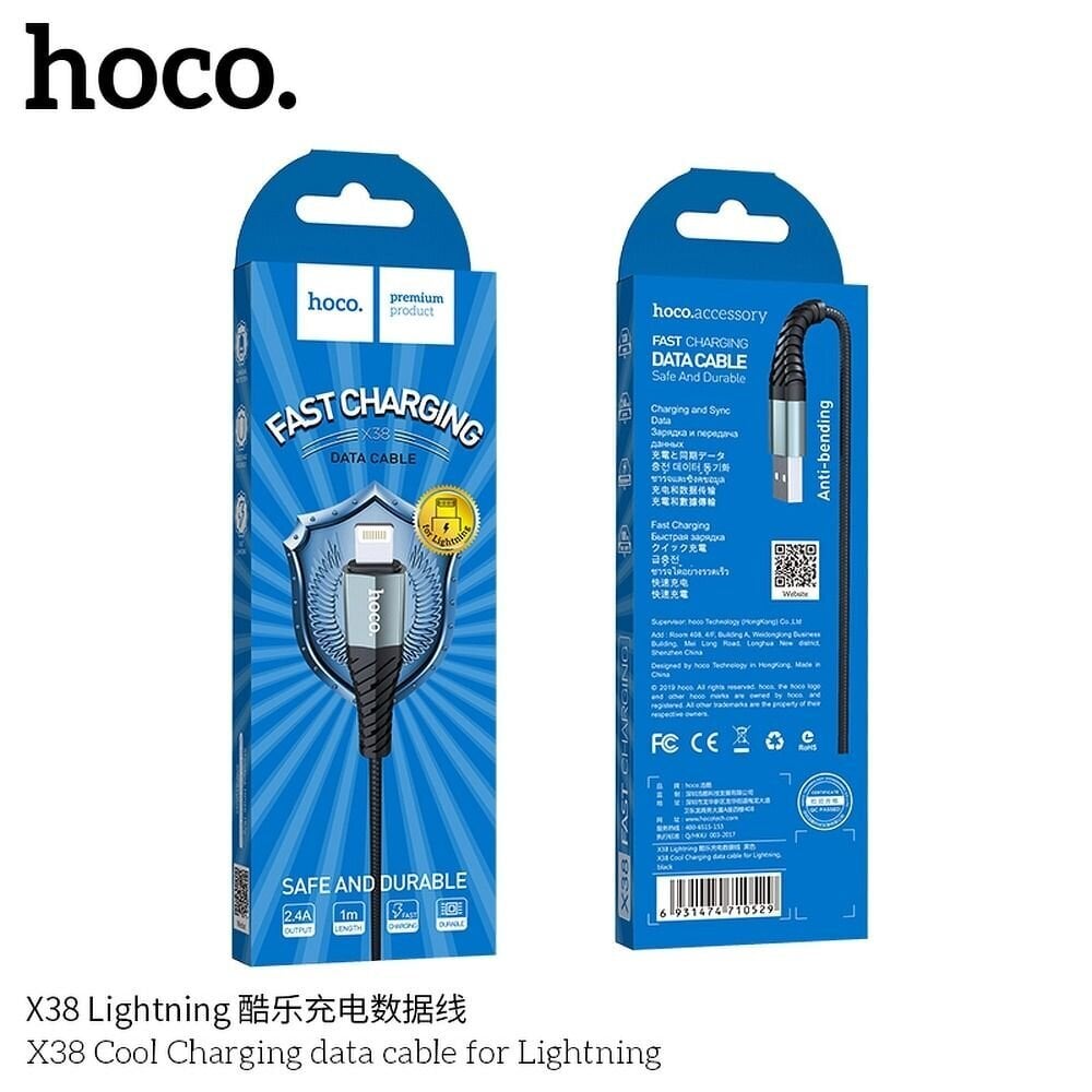Hoco X38, Lightning, 1 m цена и информация | Laidai telefonams | pigu.lt