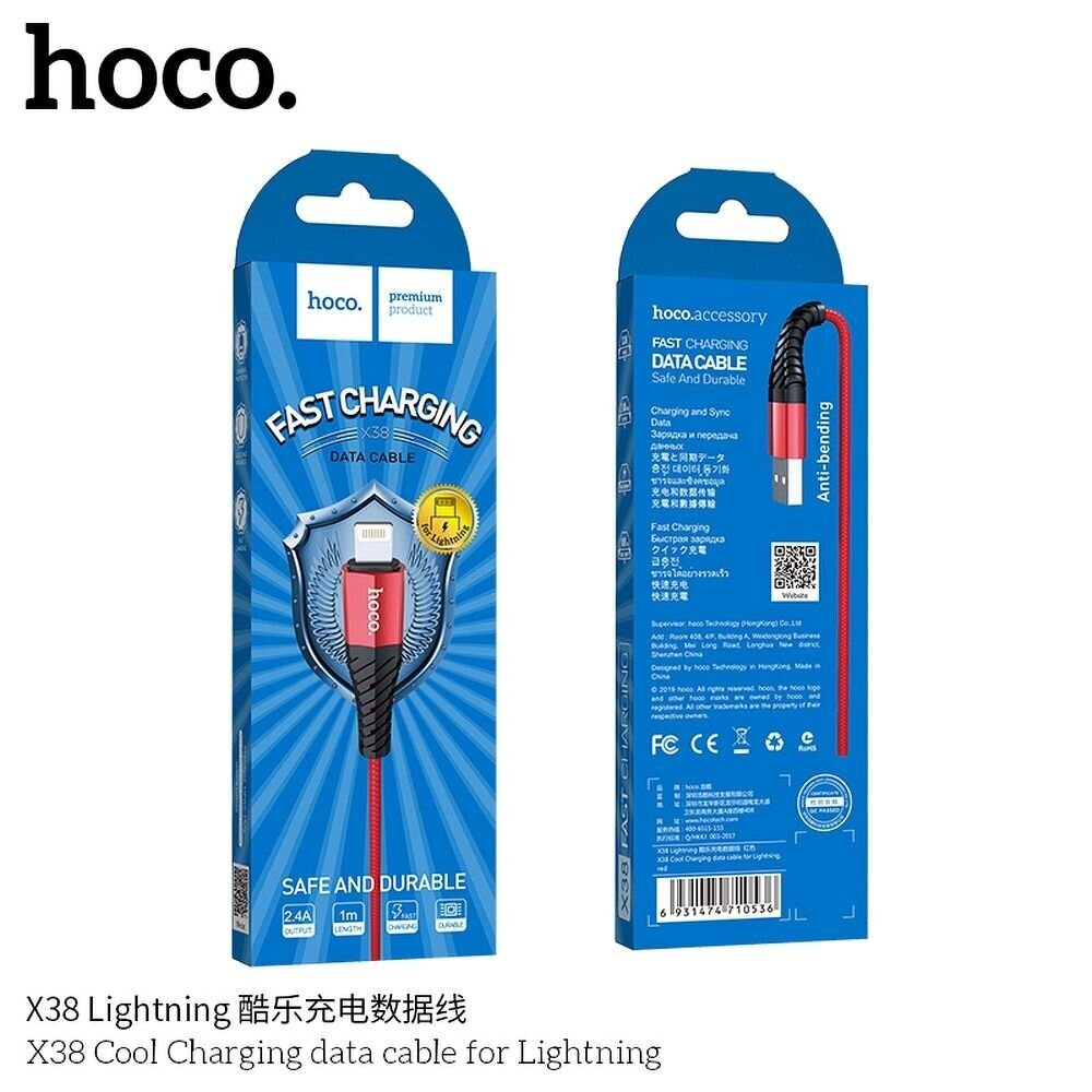 Hoco X38, Lightning, 1 m kaina ir informacija | Laidai telefonams | pigu.lt