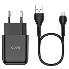 Hoco зарядное устройство для путешествий USB + kabelis Micro 2.1A N2 Vigour черный цена и информация | Зарядные устройства для телефонов | pigu.lt