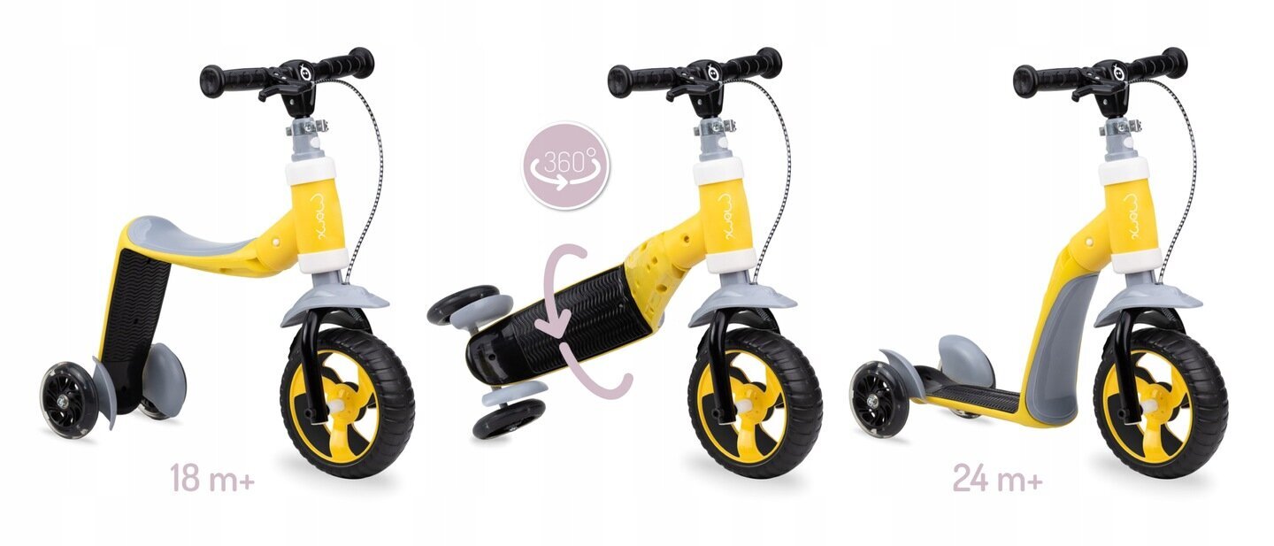 Triratis paspirtukas-dviratukas MoMi Elios Led Rider 2in1, geltonas kaina ir informacija | Triratukai | pigu.lt