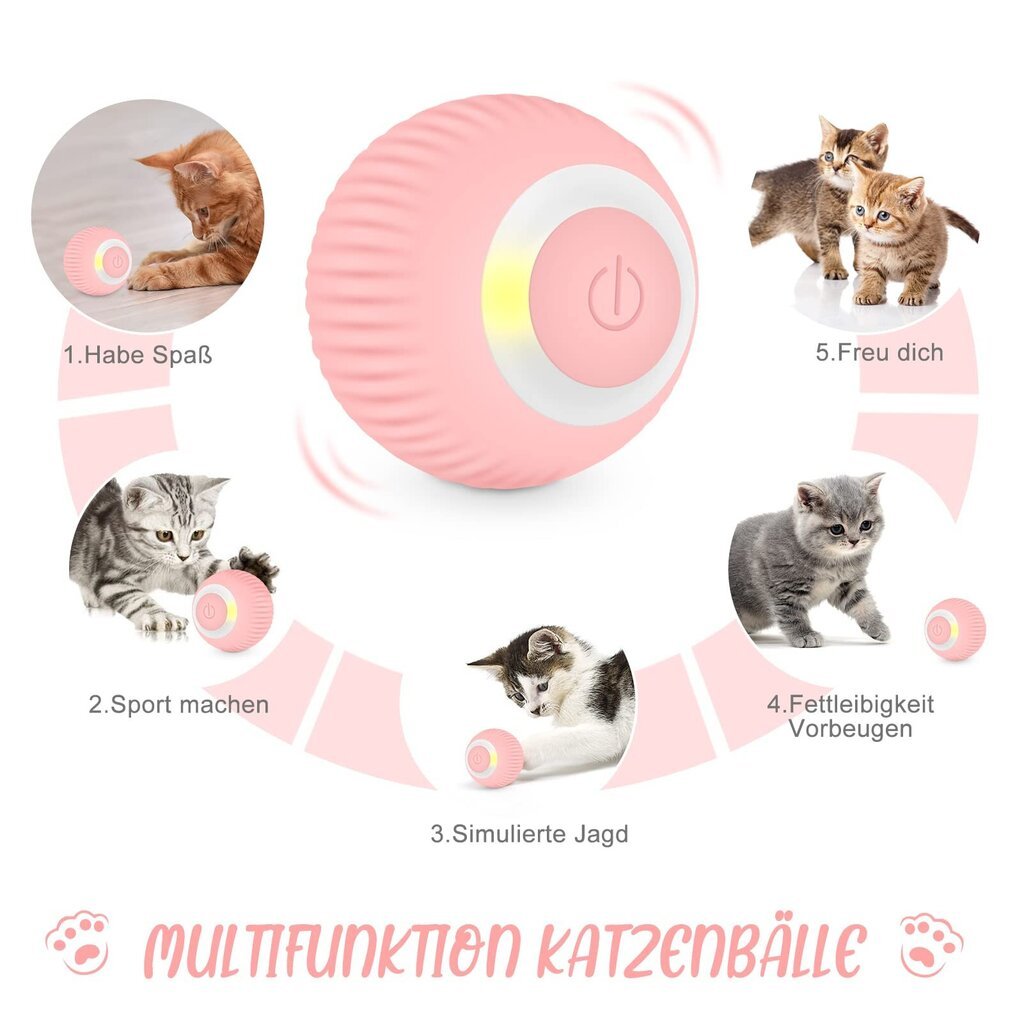 Smurf interaktyvus savaime judantis kačių žaislas, rožinis kaina ir informacija | Žaislai katėms | pigu.lt