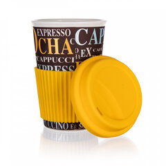 керамическая чашка 400 мл с силиконовой крышкой banquet go coffee цена и информация | Стаканы, фужеры, кувшины | pigu.lt