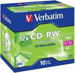 Матрицы CD-RW SERL Verbatim 700MB 10x-12x 10 Pack Jewel цена и информация | Виниловые пластинки, CD, DVD | pigu.lt