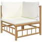 vidaXL Sodo komplektas su kreminėmis pagalvėmis, 2 dalių, bambukas kaina ir informacija | Lauko kėdės, foteliai, pufai | pigu.lt