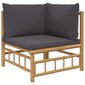 vidaXL Kampinė sodo sofos dalis su pilkomis pagalvėlėmis, bambukas kaina ir informacija | Lauko kėdės, foteliai, pufai | pigu.lt