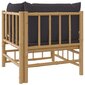 vidaXL Kampinė sodo sofos dalis su pilkomis pagalvėlėmis, bambukas kaina ir informacija | Lauko kėdės, foteliai, pufai | pigu.lt
