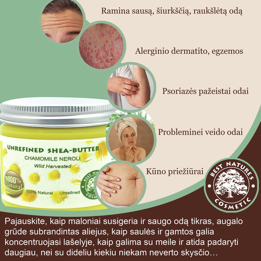 Taukmedžių sviestas su ramunėle ir neroliu Best Natures Cosmetic, 150 ml kaina ir informacija | Kūno kremai, losjonai | pigu.lt