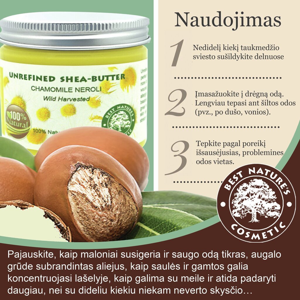 Taukmedžių sviestas su ramunėle ir neroliu Best Natures Cosmetic, 150 ml kaina ir informacija | Kūno kremai, losjonai | pigu.lt