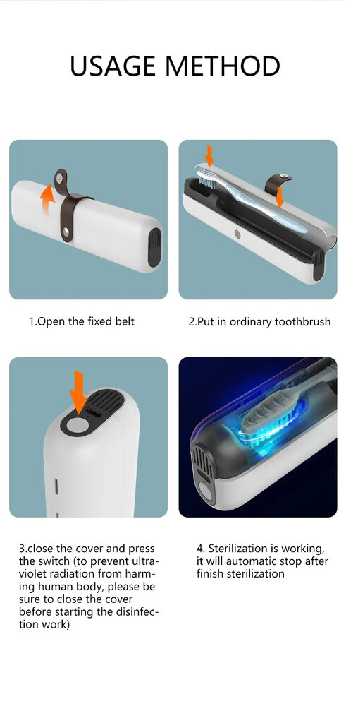 Dantų šepetėlio dėklas - UV sterilizatorius kaina ir informacija | Vonios kambario aksesuarai | pigu.lt