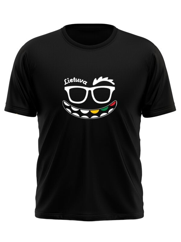 Marškinėliai vyrams su užrašu Lietuva ir šypsena kaina ir informacija | Lietuviška sirgalių atributika | pigu.lt