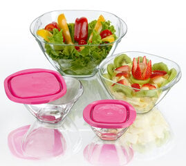 Стеклянная чаша с крышкой MAGIC 11 Фуксия 220мл цена и информация | Посуда для хранения еды | pigu.lt