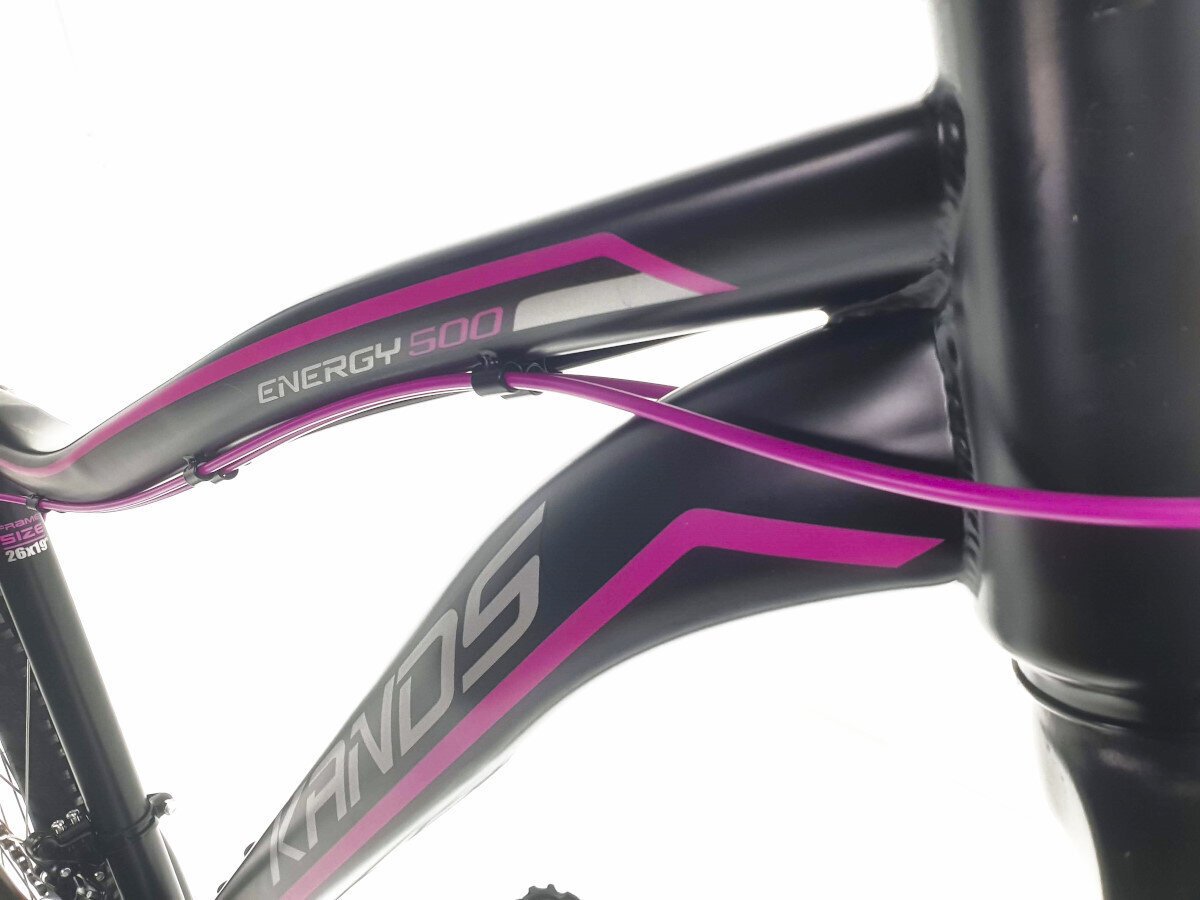Moteriškas dviratis MTB Kands Energy 500, 150-167 cm, 27,5" aliumininiai ratai, Juoda/rožinė kaina ir informacija | Dviračiai | pigu.lt