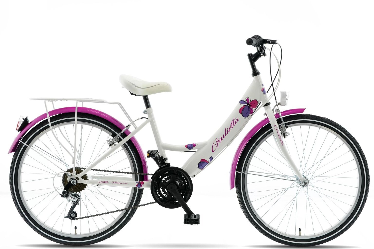 Vaikiškas dviratis Kands Giulietta, 130-165 cm, 24" aliumininiai ratai, Shimano, Balta/rožinė kaina ir informacija | Dviračiai | pigu.lt