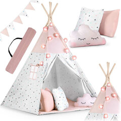 Палатка-вигвам для детей с гирляндой и подсветкой «Нукидо», розовая цена и информация | Детские игровые домики | pigu.lt