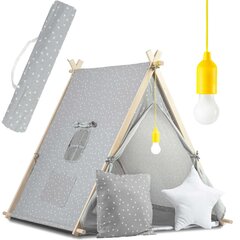 Палатка-домик детский с лампой Нукидо, серая цена и информация | Детские игровые домики | pigu.lt